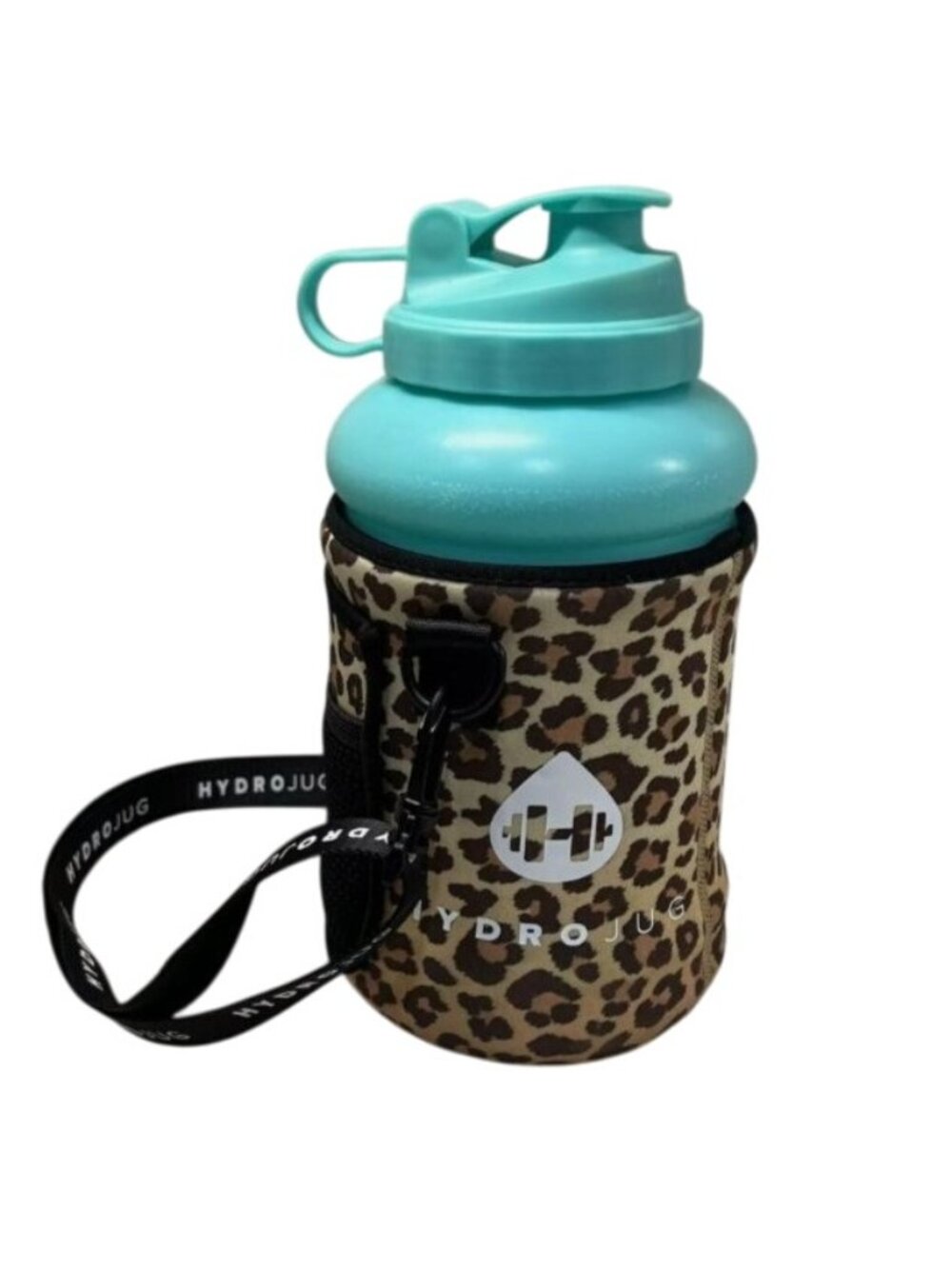 HydroJug Pro Mint Green Hydro Jug V1 Straw & Savannah Leopard Neoprene Sleeve
